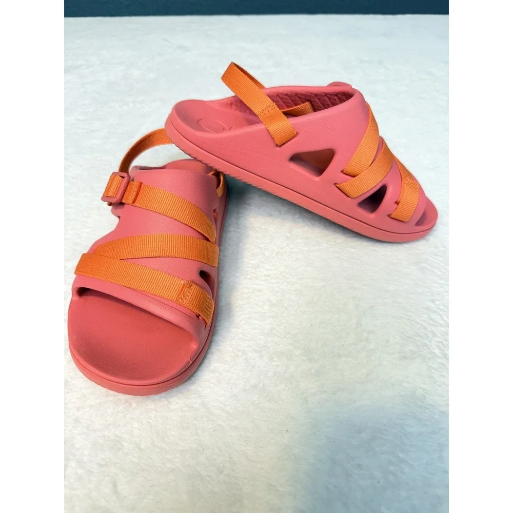 Chaco Kids/Girls Coral Pink Orange Adjustable Strap Sandals Outdoor Sz 5 EU 36